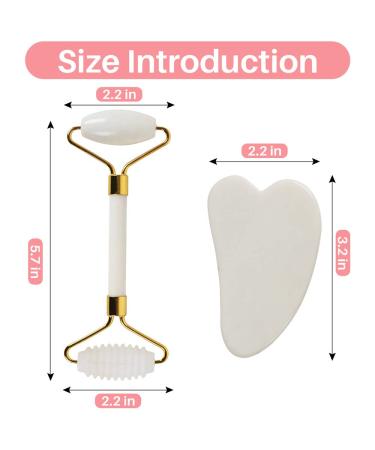 Jade Roller and Gua Sha Set - Facial Beauty Massager for Glowing Skin Fine Lines & Wrinkles Relief - International Shipping - Buy Online on GoSupps.com