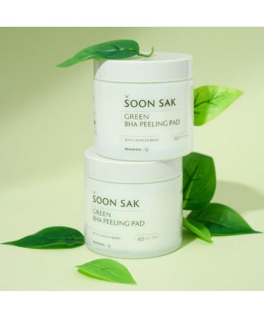 Green BHA Soonsak Peeling Pad - 60 Exfoliating Facial Toner Pads for Pore Tightening Soothing & Hydrating Skincare with Fruit Extract - Korean Chemical Peel Pads - Buy Online on GoSupps.com