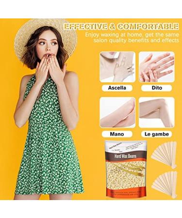 Hard Wax Beads 300g - Professional Hair Removal with 20 Wood Sticks - Painless Waxing for Full Body Brazilian Bikini Face Legs Eyebrow - At-Home Waxing for Women Men - Buy Online on GoSupps.com