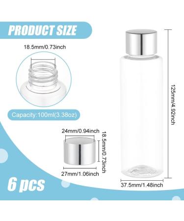 Benecreate 6 Pack 100ml Silver Plastic Bottles - Refillable PET with Rotatable Closure for Lotions Perfumes and Essential Oils - Buy Online on GoSupps.com