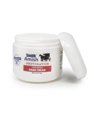 Smith Amish Restoration Hand Cream Unscented - Nourishing & Moisturizing for Dry, Sensitive Skin - 4 oz Jar - Non-Irritant, Clinically Tested - Men & Women - Buy Online on GoSupps.com