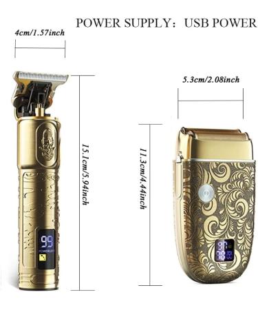 Professional Hair Clippers Set T Blade Hair Trimmers Electric Shavers For Men Cordless Beard Trimmers (Gold) - Buy Online on GoSupps.com