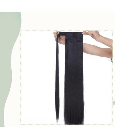 Ombre Synthetic Wrap Around Ponytail Extension 24 Inch - Dark Black Straight Ponytail Extensions - Buy Online on GoSupps.com