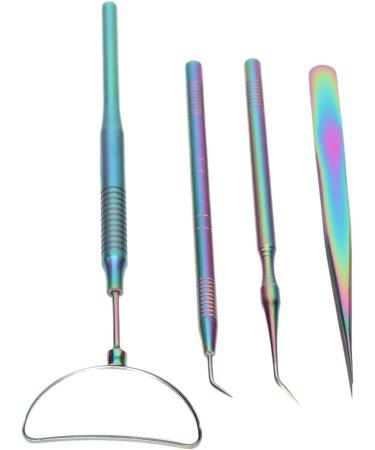  Shanrya Eyelash Extension Tweezers Mirror Set Eyelash Extension Mirror 4Pcs Detachable High Definition for Makeup Colorful - Buy Online on GoSupps.com