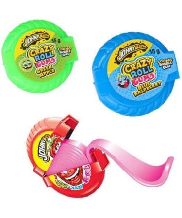JohnyBee Crazy Roll Gum- Gusti-green apple-strawberry-raspberry- cola 36 pieces - Buy Online on GoSupps.com