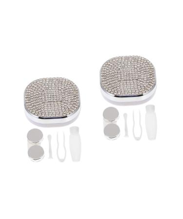 Solustre 2 sentences care box for colored contact lenses contact lens container ABS plastic box invisible different colors x 2 pieces 7.1x7.1x2.5cmx2pcs