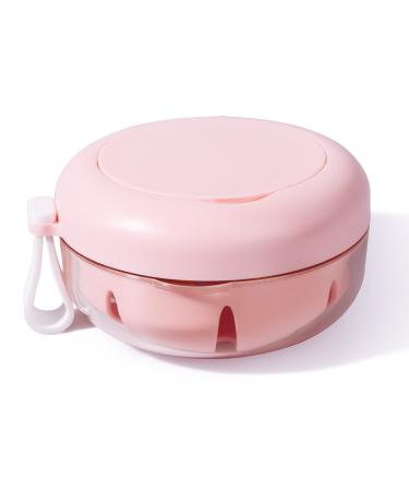 Denture Case, Definitely No-Leak Denture Bath Box for Traveling Perfectly, Denture Cup with Strainer & Mirror(Pink)