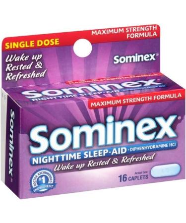 Buy Sominex Maximum Strength Nighttime Sleep-Aid Caplets - 16 Count (Pack of 4) | Fast International Shipping - Buy Online on GoSupps.com