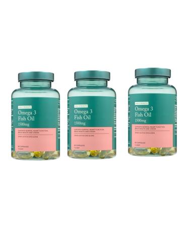 H and B Omega 3 Fish Oil 1500mg 60 Soft gels (Pack of 3 Total 180 Soft gels)