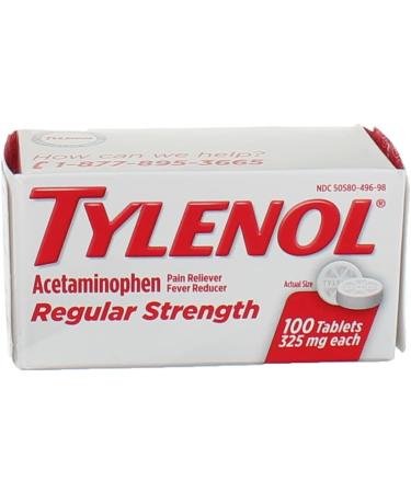 Tylenol 325mg Regular Strength Pain Reliever | 100ct Size | Tylenol Reg Strength 100's - Buy Online on GoSupps.com