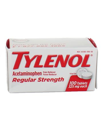 Tylenol Reg Strngth 100'S Size 100ct Tylenol 325 Mg Regular Strength Pain Reliever