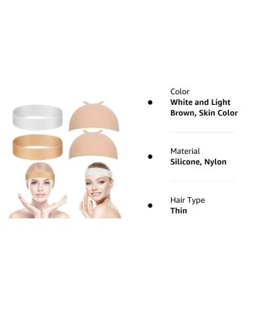 Silicone Wig Grip Band Set with Stretchy Nylon Cap - White/Light Brown | Non-Slip, Sweatproof Headband for Wigs, Sports, Yoga - 4 Pieces - Buy Online on GoSupps.com