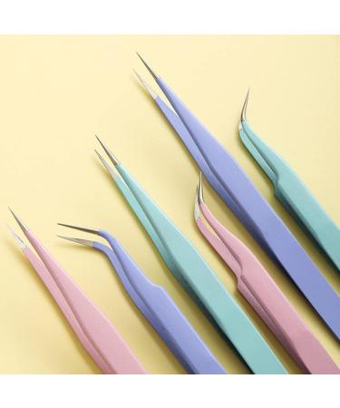 ARFUKA 6-Piece Eyelash Tweezers Set - Curved & Straight Stainless Steel Tools for Perfect Eyelash Extensions - Buy Online on GoSupps.com