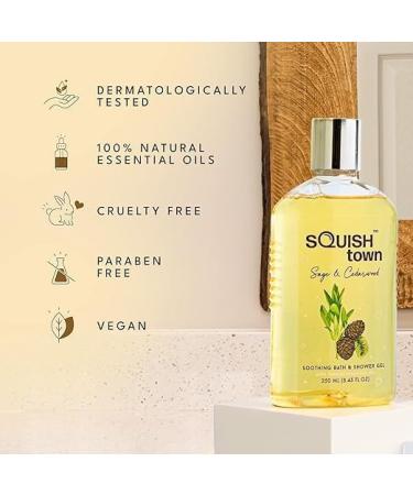 Sage & Cedarwood Body Wash with Aloe Vera - 250ml Aromatherapy Shower Gel | Natural Essential Oils Deep Cleansing Bath Gel for Men & Women - Buy Online on GoSupps.com
