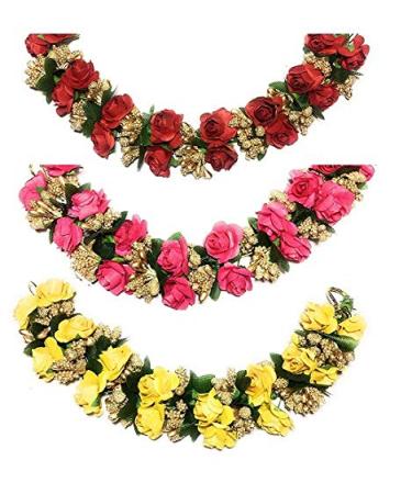 Aairaa Artificial Hair Gajra Flowers For Wedding Juda Accessories For Wedding For Women And Girls (Set Of 3)