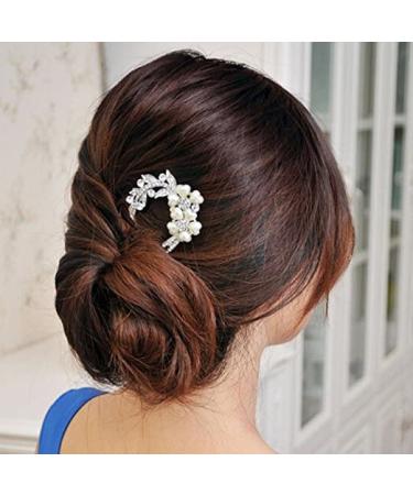 Honbay Korean Fashion U-shaped Crystal Rhinestone Pearl Hairpin Hair Accessory - Buy Online on GoSupps.com