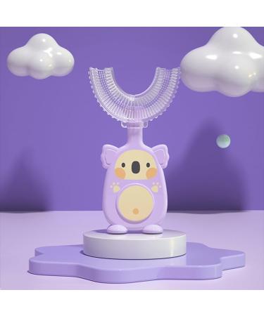 Mulaidi Baby Toothbrush - Cartoon Penguin U-Shaped 360 Soft Silicone Oral Care & Bite Ring in Violet - 1 Piece - Buy Online on GoSupps.com