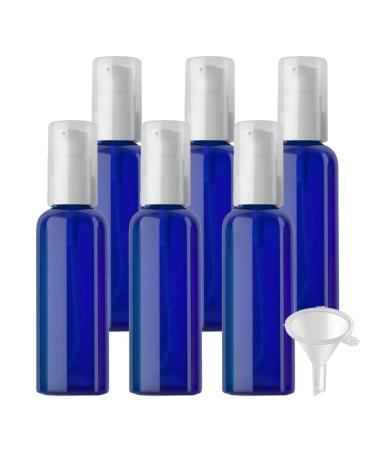 ZEOABSY 6 Pieces 100 ml Blue Lotion Bottles with White Pump 100ml Empty PET Plastic Lotion Pump Bottle Cosmetic Gel Travel Container for Cosmetic Make up Cleaning + 1 x Funnel Blue 100ml