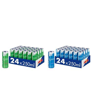 Set: Red Bull Energy Drink Green Edition 24 x 250 ml doses disposable & Red Bull Energy Drink Sea Blue Edition 24 x 250 ml doses disposable with deposit - Germany Set with Green Edition