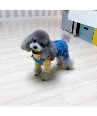 Dog Denim Jumpsuit Costume for Yorkie Bulldog | Cat Pet Jean Overalls Clothes | Size M (Blue) - Buy Online on GoSupps.com