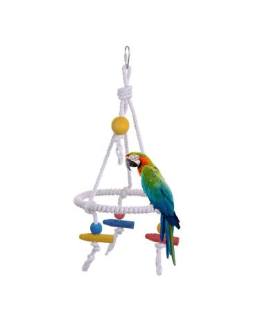 Hypeety Pet Bird Parrot Swing Hanging Toy Parakeet Budgie Cockatiel Cage Hammock Swing Toy Round Cotton Rope Tri Toy Hanging Toy
