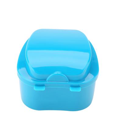 Verdant Touch Denture Container Denture Storage Box with Filter Screen Light Blue Dental Device Holder