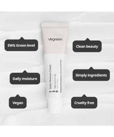 VEGREEN 730 Daily Moisture Cream - 50ml | Hydrating Facial Moisturizer for All Skin Types | Vegan & Fragrance-Free Face Moisturizer - Buy Online on GoSupps.com