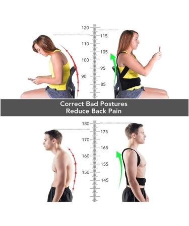 Posture Corrector for Spine & Back Support - Relief for Neck Shoulder & Back Pain | Medium Size Black - Buy Online on GoSupps.com