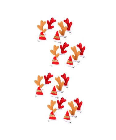 ABOOFAN 12 Pairs Kids Barrettes for Hair Christmas Hair Clips Christmas Barrette Colored Bobby for Hair Reindeer Antler Headband Kids Christmas Hair Clip Crystal Hair Girl Child Pin