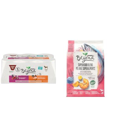 Beyond Natural Wet Dog Food in Gravy Variety Pack 2 Flavours - 354 g Can (6 Pack) & Superfood Blend Natural Dry Dog Food Wild Caught Salmon Egg & Pumpkin - 1.67 kg Bag PET_FOOD + PET_FOOD