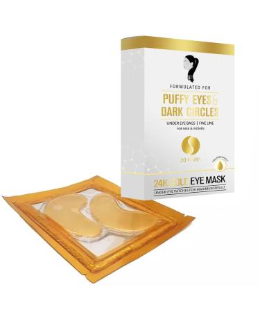 Golden Under Eye Patches - 20 Pairs | Cooling Eye Masks with Amino Acids & Collagen for Dark Circles Puffiness & Wrinkle Care - Men & Women - Buy Online on GoSupps.com