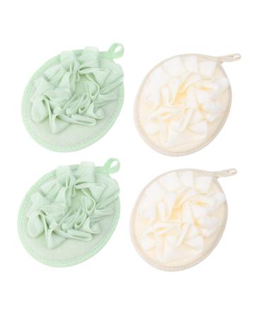 Hemoton Bath Flower Bath Ball Natural Sponge Bath Loofah Cleaning Scrubber Bath Balls Oval Body Cleaning Exfoliating Sponge Bubble Making Net Bath Scrubber Mesh Bath Gloves 4pcs