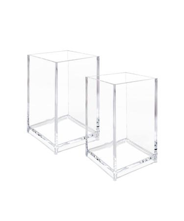2 Pack Clear Acrylic Pencil Pen Holder Cup Clear Makeup Brush Holder Acrylic Cosmetic Brushes Storage
