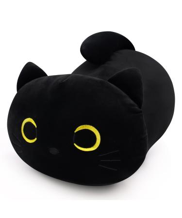 Yamepuia Black Cat Plush Weighted Black Cat Stuffed Animal Toy 47CM Black Cat Plush Pillow Doll 1000g Soft Weighted Cat Plushies Plush Cat Doll Toy for Boys Girls Kids