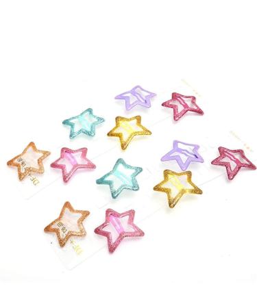 6 Pack Colorful Star Glitter Metal Snap Hair Clips - Girls' Cute Barrettes & Hair Accessories - Buy Online on GoSupps.com