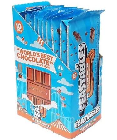  Feastables Feastables MrBeast Peanut Butter Chocolate Bar 60g x 10 - Be the first to try the latest bar - Ideal as a gift | for breakfast | Christmas and birthday parties - Buy Online on GoSupps.com
