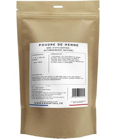 ESSENTIOIL Natural Henna - 100% Natural - Promotes growth Cleanses the scalp Beautifies the hair Coats the hair fiber - All hair types - 100g - French brand - Buy Online on GoSupps.com