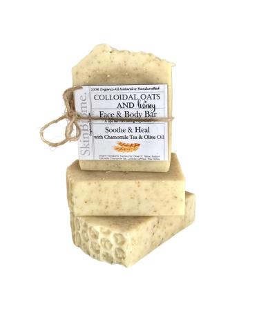 Colloidal Oats & Honey with Chamomile Tea Bar Soap-Organic-Sensitive Skin-Healing Skin Bar- Psoriasis Eczema Irritated Skin