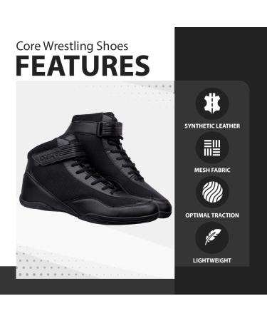 Core Wrestling Shoes for Men Women & Children - Non-Slip Martial Arts Training Shoes - Durable Crossfit & Weightlifting Footwear - All Black 43 EU - Buy Online on GoSupps.com