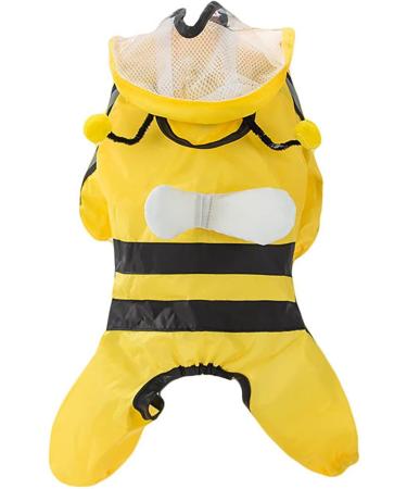 Dog Raincoat Waterproof Pet Clothes with Transparent Hood | Lightweight Reflective Yellow Rain Jacket for Small Medium Large Dogs - Bee Design | Full Body Coverage - Buy Online on GoSupps.com