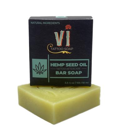 VI Tattoo Soap Hemp Tattoo Hydrating Bar Soap  Unscented Natural Tattoo Aftercare Soap Bar For New Tattoos  Gentle  Made For All Skin Types  4oz bar Hemp Seed Oil 4 Ounce (Pack of 1)