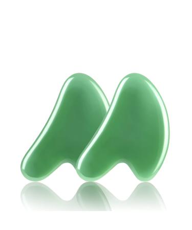 Uraqt Gua Sha Stein Massage tool 2 Natural Jade Guasha Board Massage Stones Scraping Massage Tool for Spa Facial Care Anti-Aging Green