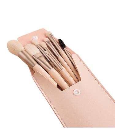 ANDAUS Luxe Touch 8-Piece Synthetic Makeup Brush Set - Professional Collection with Travel Bag (Vanilla Cream)