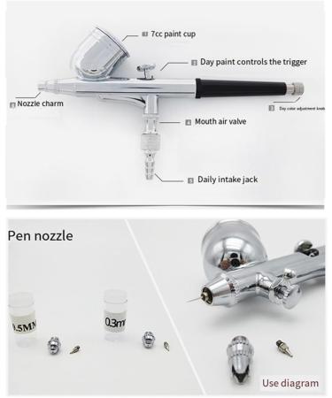 Sgnsvj DIY Spraying Tool Kit 0.2mm/0.5mm with Fan Cap 15CC Fluids Cups Efficiency for Model DIY Painting Makeup Nail Art Cake - Buy Online on GoSupps.com