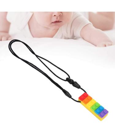 Silicone Bite Ring - High-Temperature Resistant Building Stone Necklace | Durable Chewing Trailer in Yellow Rainbow Blocks - Buy Online on GoSupps.com