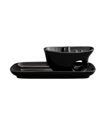 zweckart shaving set 2 pieces. Shaving bowl with tray porcelain black