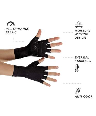 Copper Arthritis Gloves - Compression Gloves for Arthritis Relief in Hands & Fingers - Size Medium (1 Pair) Black - Buy Online on GoSupps.com