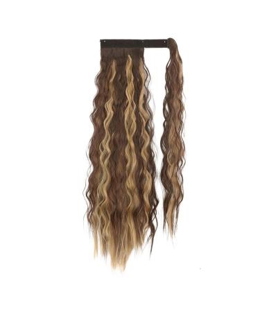 Ponytail Extension Ponytail Extensions 22/34" Long Afro Curly Wrap Around Ponytail Curly Wavy Synthetic Hairpiece for Women Fake Pony Tails Clip in Hair Extension Ponytail Hairpiece for Women (Colo 22inch - 55cm 4H27