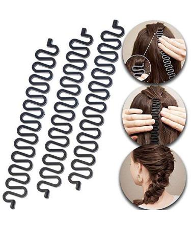 3 Pcs Hair Braiding Tool Roller Set - Black DIY Hair Styling Bun Maker - Buy Online on GoSupps.com