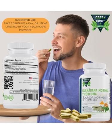 Moringa Guanabana & Curcuma (Moringa Soursop & Turmeric) - 1500 mg per Serving Powerful Blend of 100% Natural Premium Ingredients | 90 Vegetable |Plant-Based Non-GMO Made in USA - Buy Online on GoSupps.com